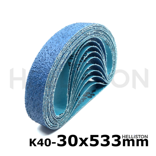 Sand belts, sand belt 30 x 533 mm, blue, K40, P40, ZO Zirconum, Makita: 9031 Fein: RS 10-70E Flex: LBS 1105 VE, LBS 1105 VE Set Metabo: RBE 9-60, RB 18 LTX 60 Suhner: UTC 7-R