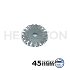 Pinking replacement spare blades for rotary cutter 45 mm Olfa, Fiskars, Dremel, Dafa, Martelli, TrueCut, rotary cutter blades, fabric, cloth, leather, quilting, quilters, round wheel blade, sharp, replacement blade, patchwork blade, stainless steel blades, Helliston blades