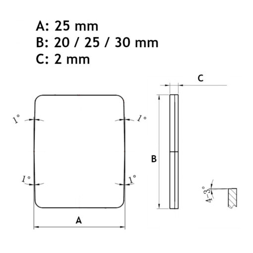 Plaquette pour Sandvik 620-25 grattoir a plaquette (620-2520, 620-2525, 620-2530)