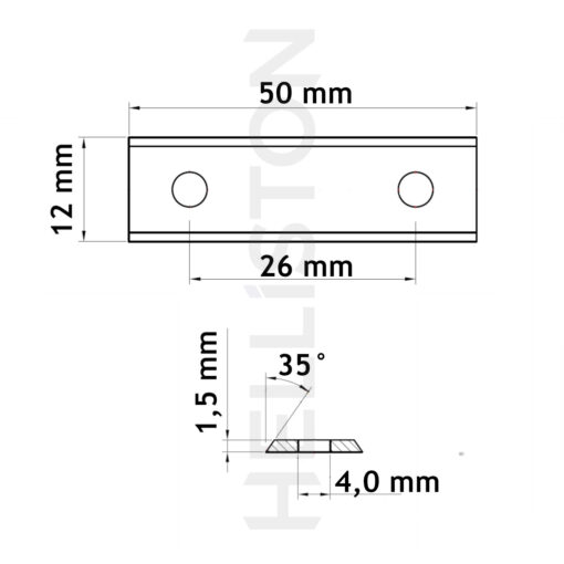 Kovamtelli-kääntöterä 50x12x1.5mm
